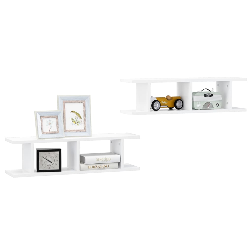 Wall Shelves 2 pcs White 75x18x20 cm Engineered Wood