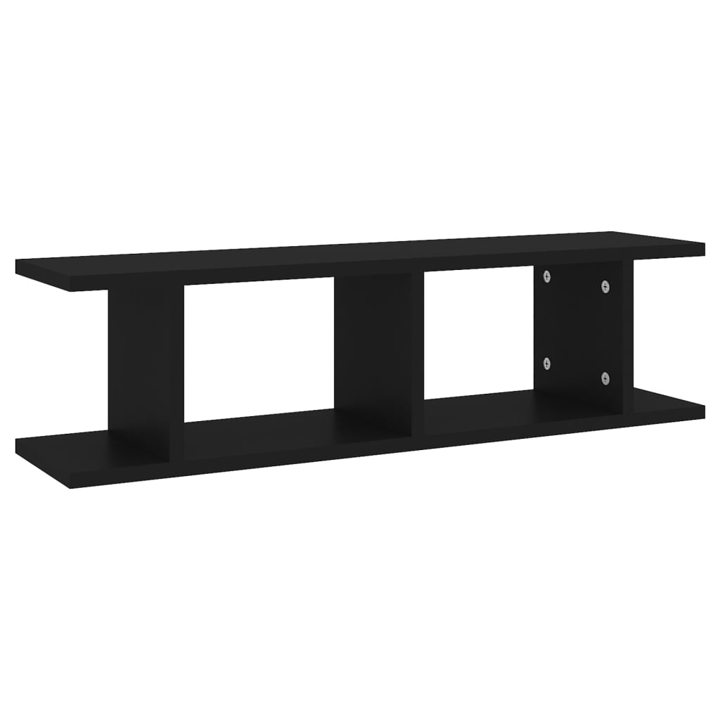 Wall Shelves 2 pcs Black 75x18x20 cm Engineered Wood