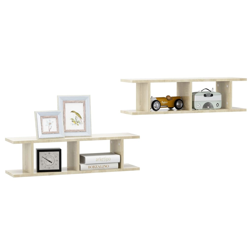 Wall Shelves 2 pcs Sonoma Oak 75x18x20 cm Engineered Wood