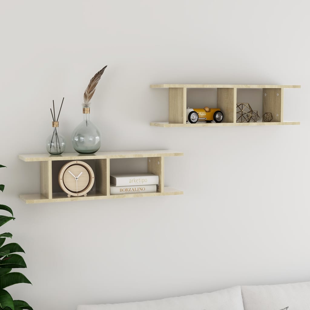 Wall Shelves 2 pcs Sonoma Oak 75x18x20 cm Engineered Wood