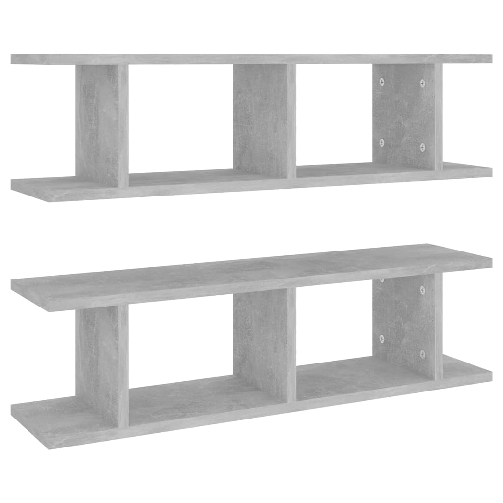 Wall Shelves 2 pcs Concrete Grey 75x18x20 cm Engineered Wood