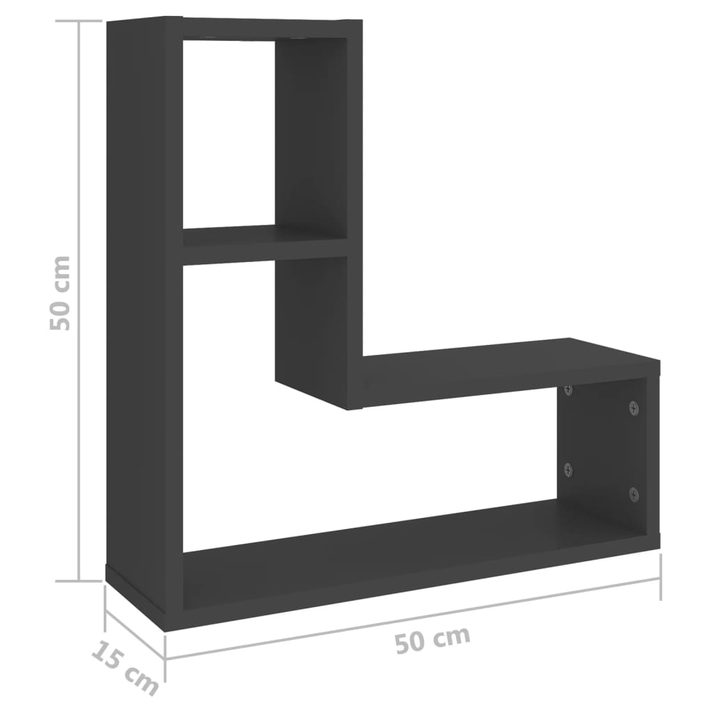 Wall Shelves 2 pcs Grey 50x15x50 cm Engineered Wood