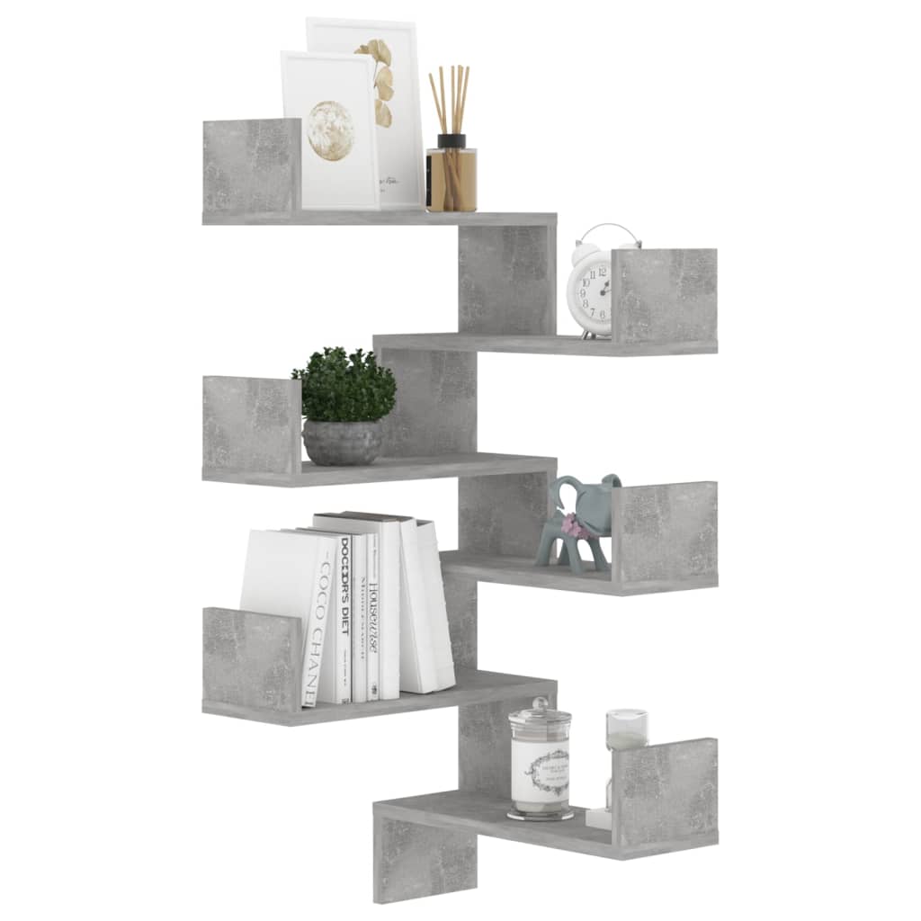 Wall Corner Shelves 2 pcs Concrete Grey 40x40x50 cm Engineered Wood