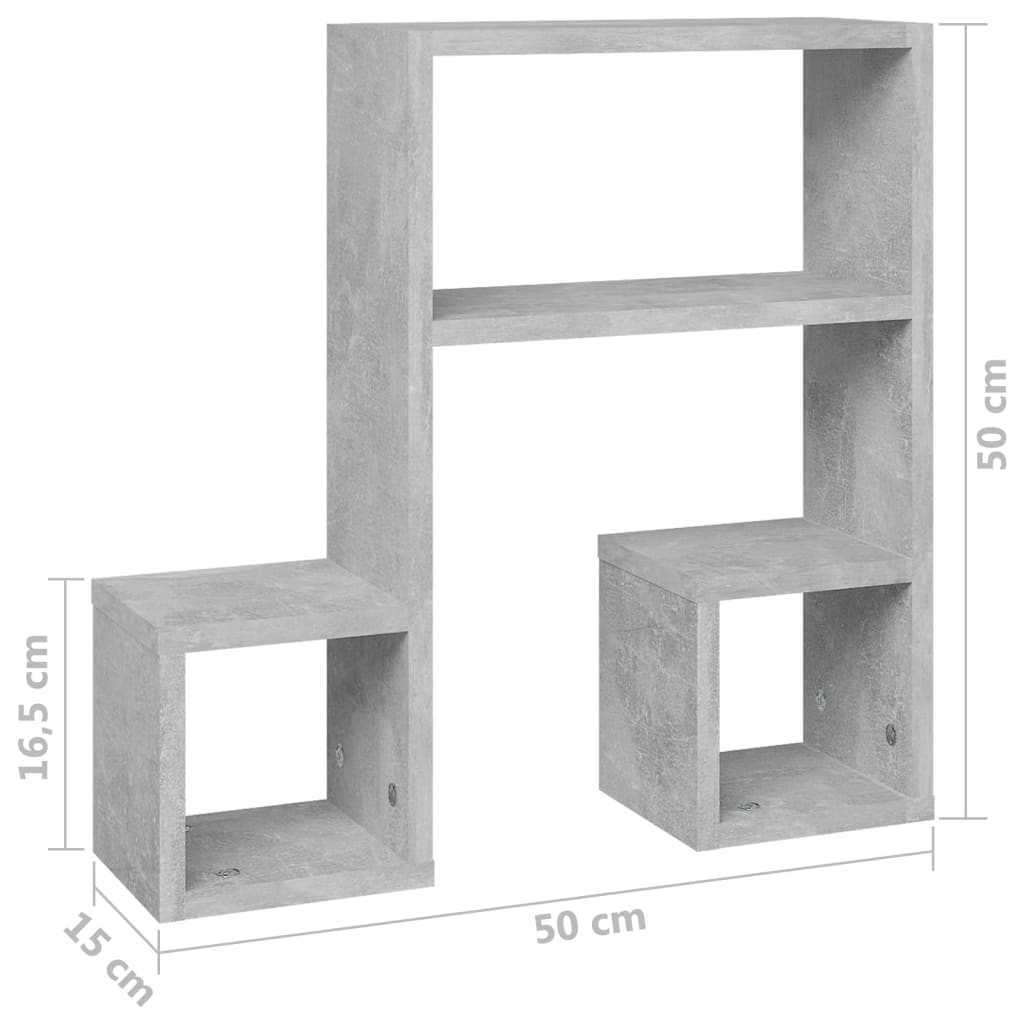 Wall Shelves 2 pcs Concrete Grey 50x15x50 cm Engineered Wood