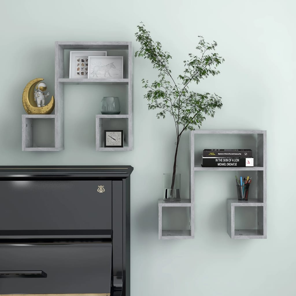 Wall Shelves 2 pcs Concrete Grey 50x15x50 cm Engineered Wood