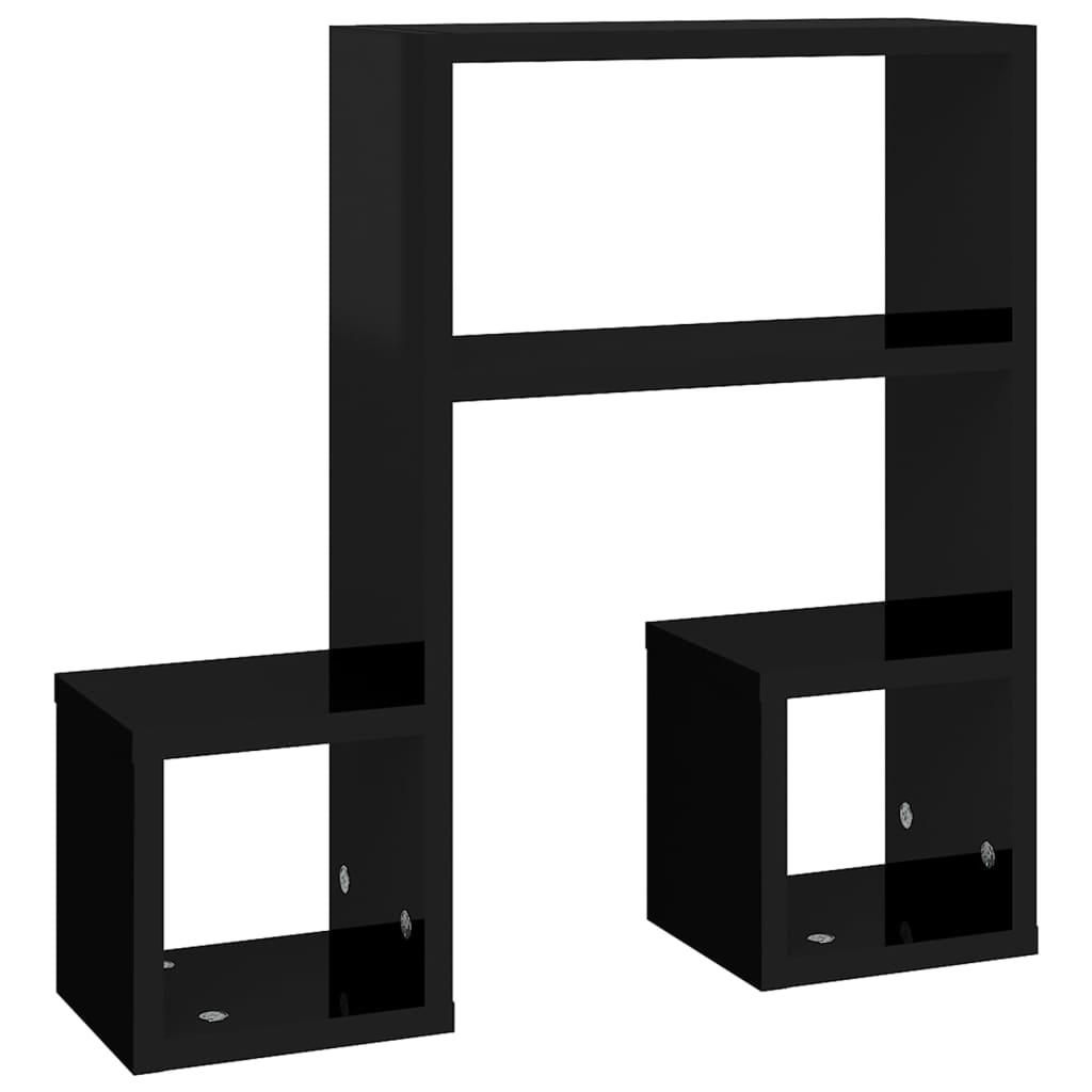 Wall Shelves 2 pcs High Gloss Black 50x15x50 cm Engineered Wood