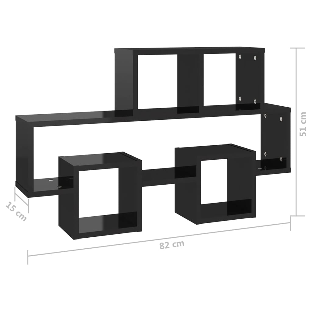 Car-shaped Wall Shelf High Gloss Black 82x15x51 cm Engineered Wood