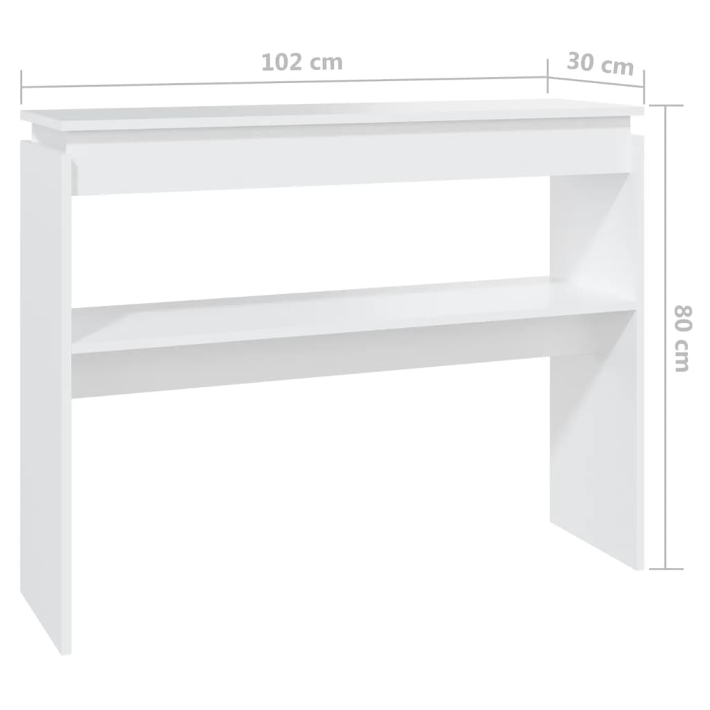 Console Table White 102x30x80 cm Engineered Wood