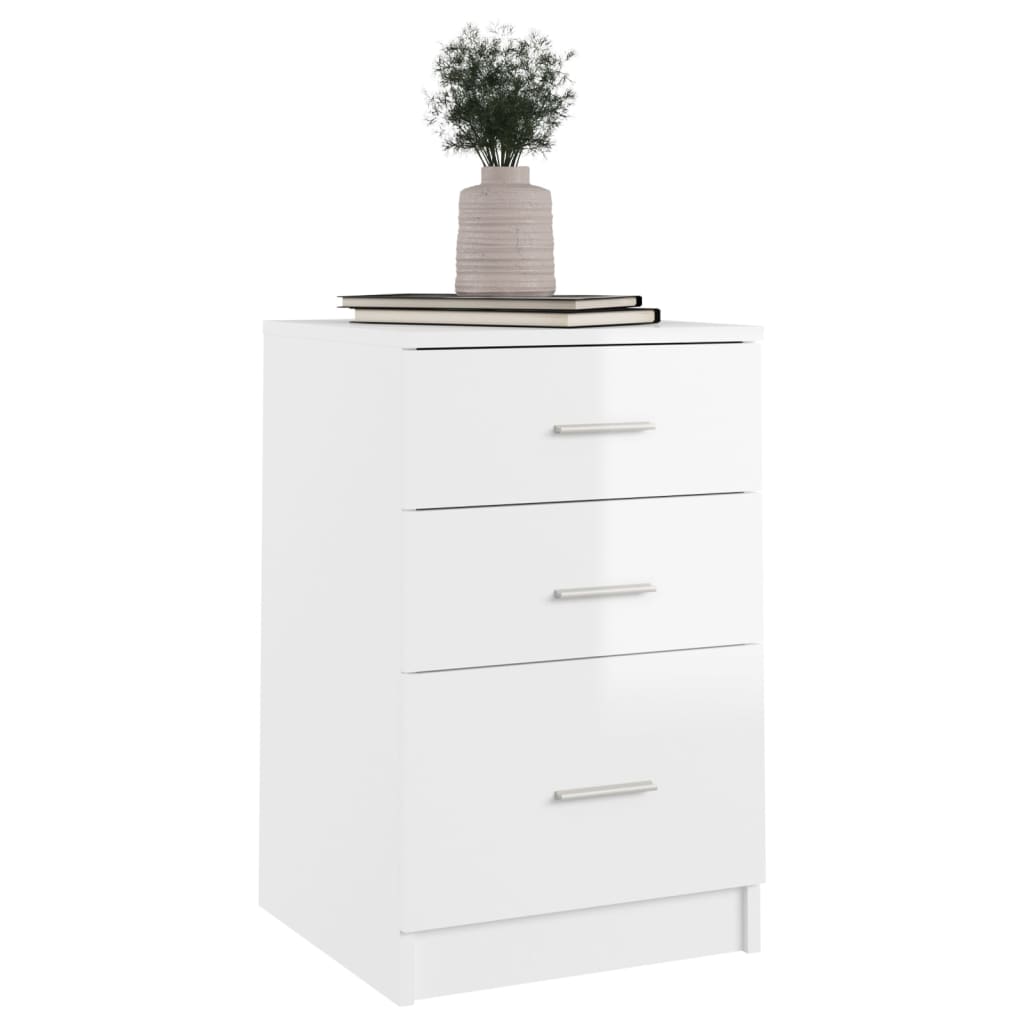 Bed Cabinet High Gloss White 40x40x63 cm Engineered Wood