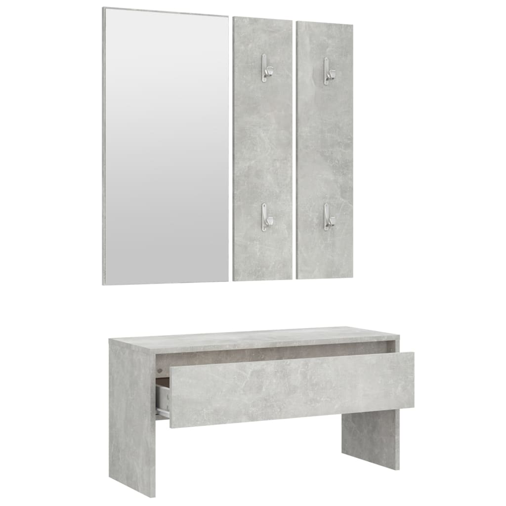 Hallway Furniture Set Concrete Grey Engineered Wood