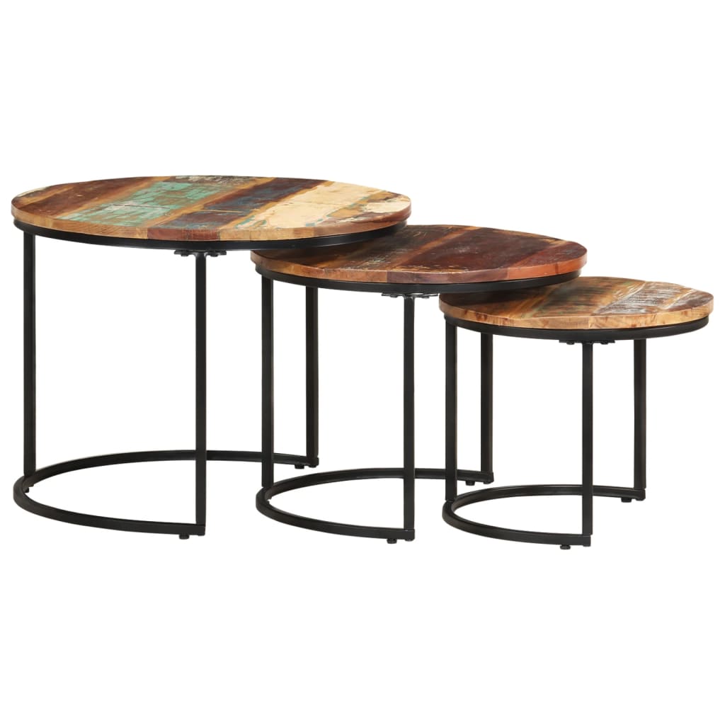 Nesting Tables 3 pcs Solid Wood Reclaimed