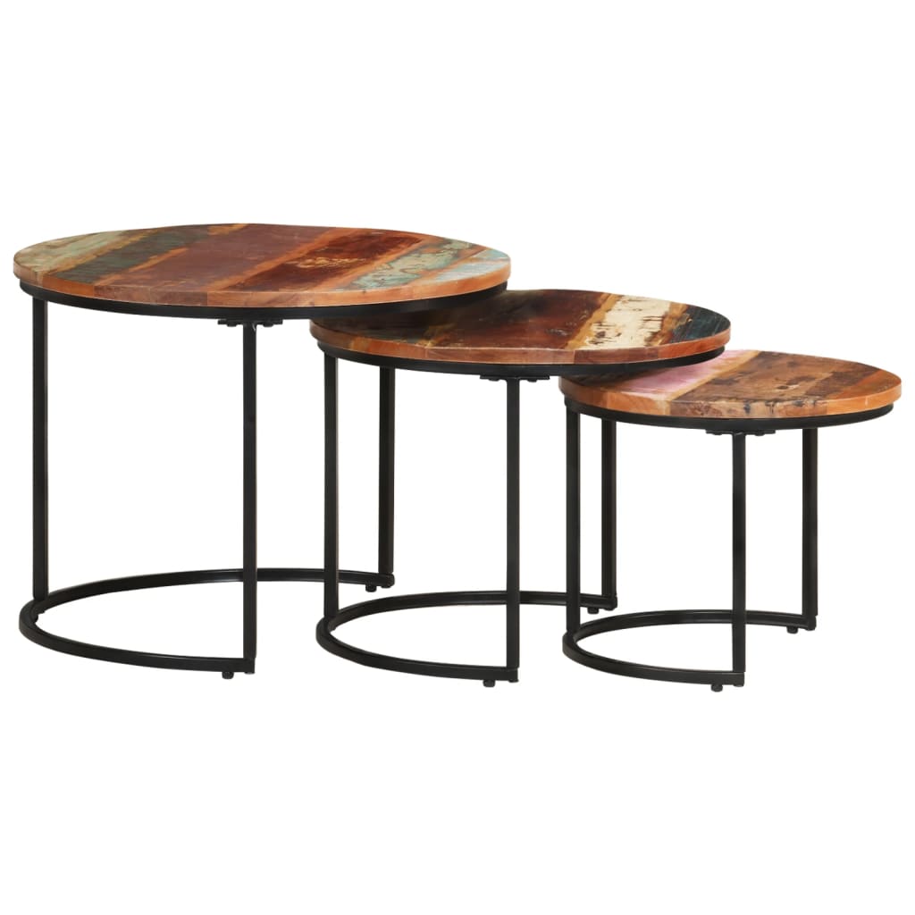 Nesting Tables 3 pcs Solid Wood Reclaimed