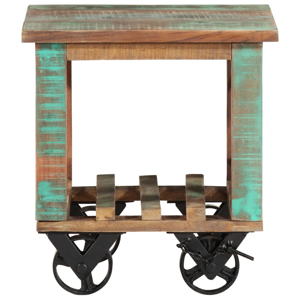 Side Table with Wheels 40x40x42 cm Solid Wood Reclaimed