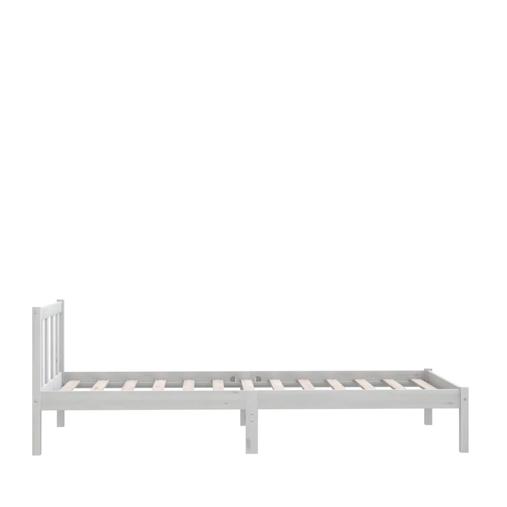 Bed Frame White Solid Wood Pine 92x187 cm Single Size