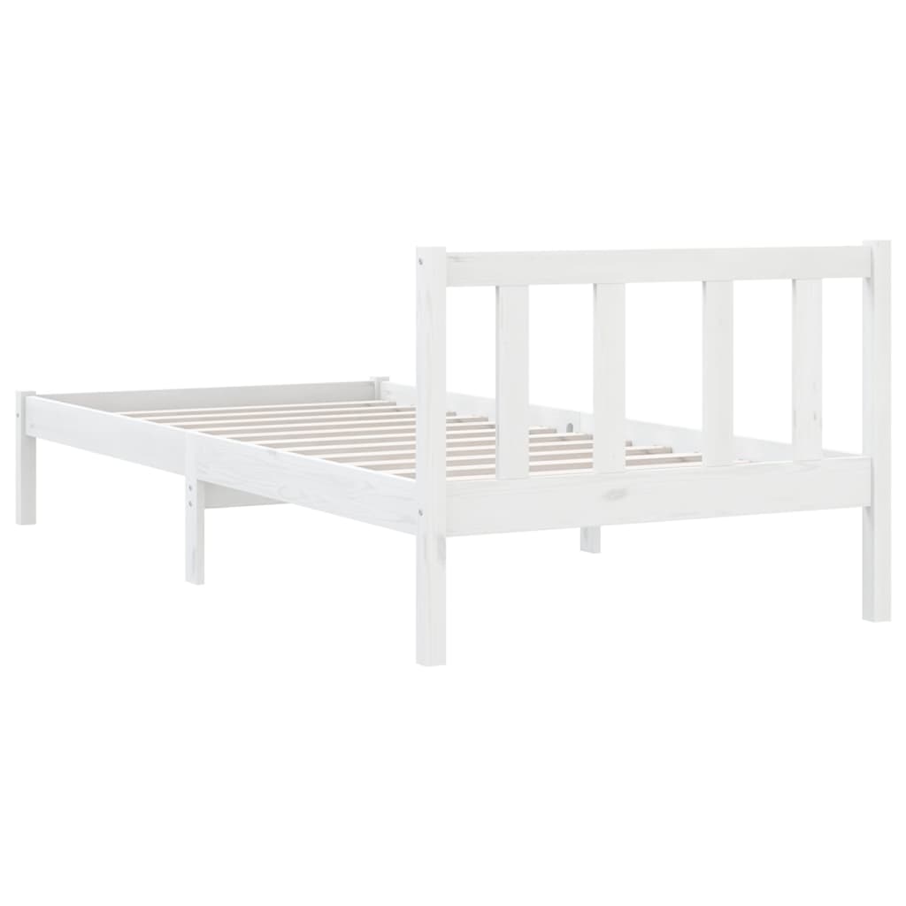 Bed Frame White Solid Wood Pine 92x187 cm Single Size