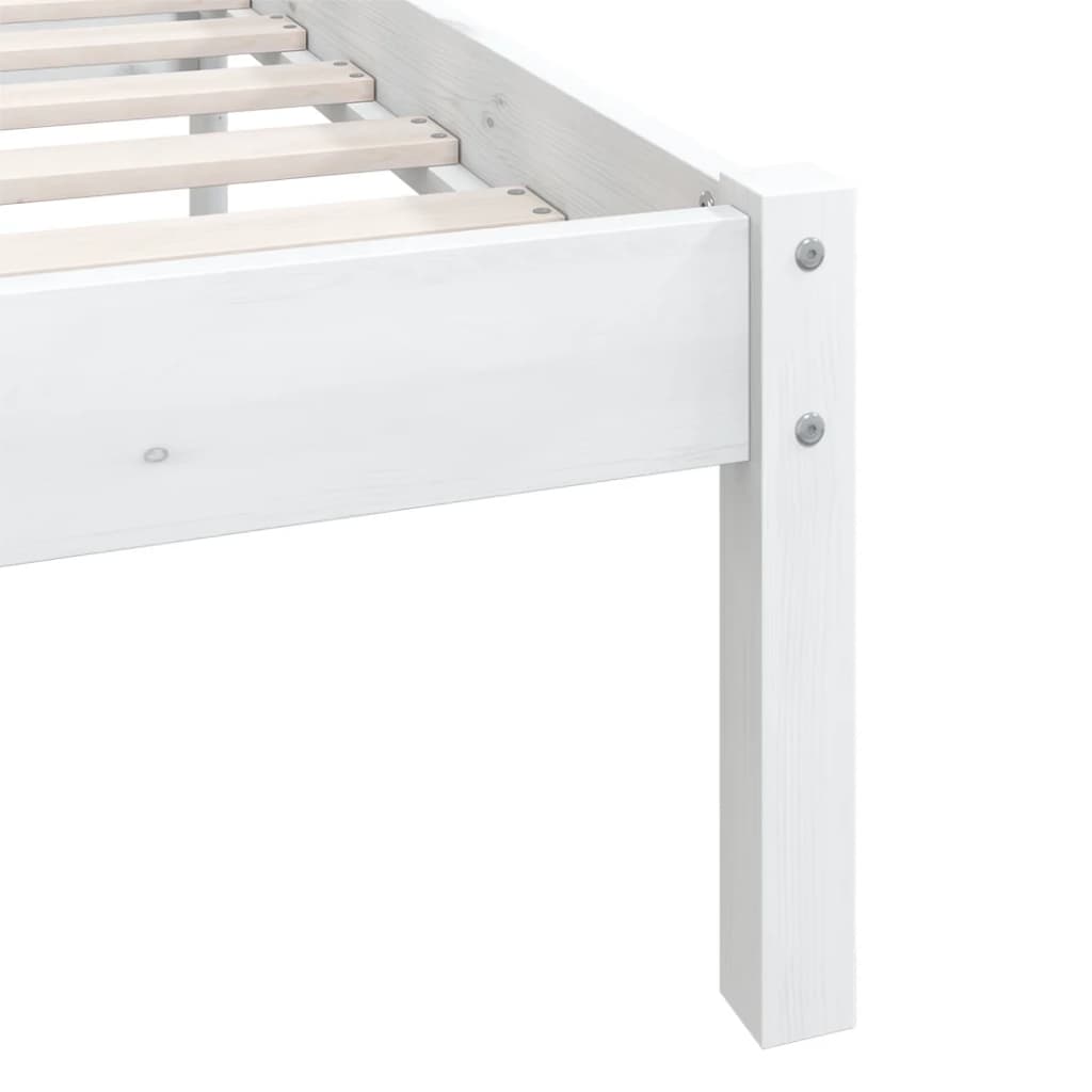 Bed Frame White Solid Wood Pine 92x187 cm Single Size