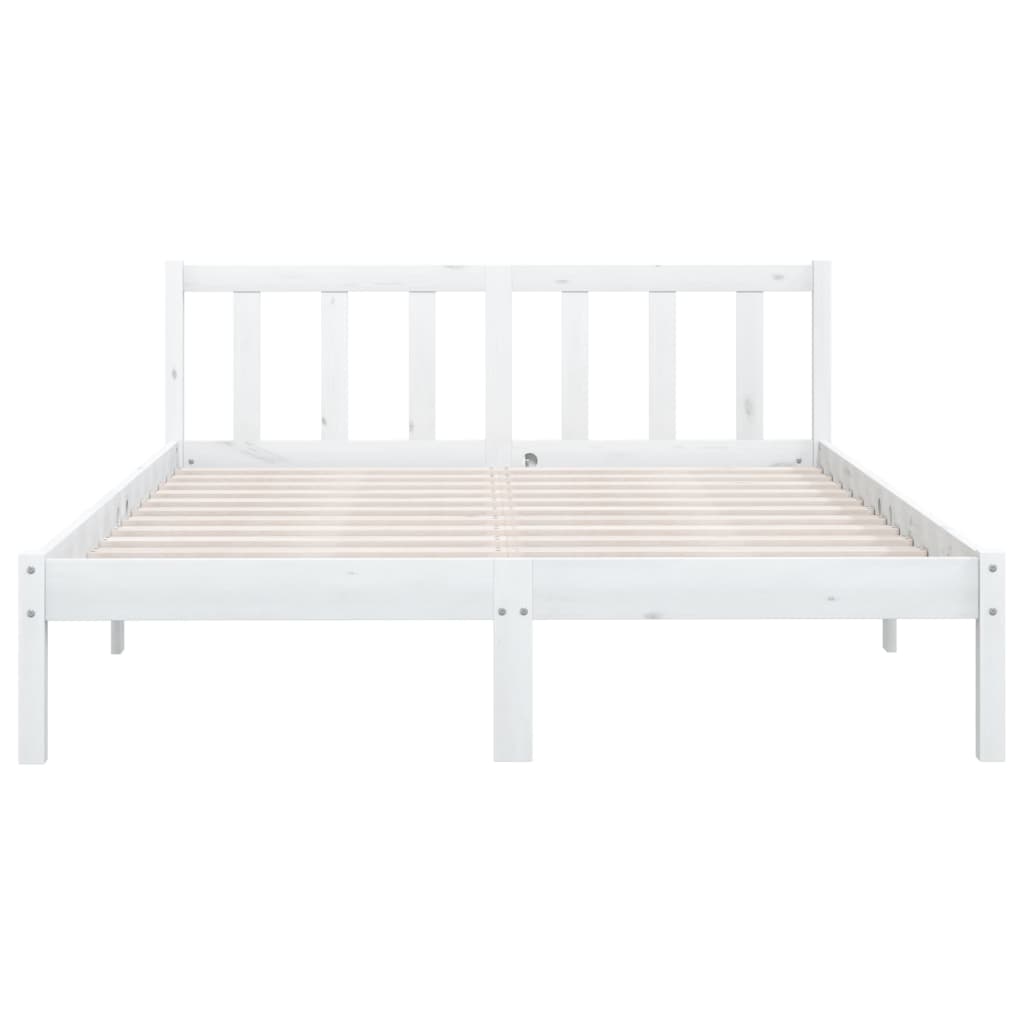 Bed Frame White Solid Wood Pine 137x187 cm Double Size