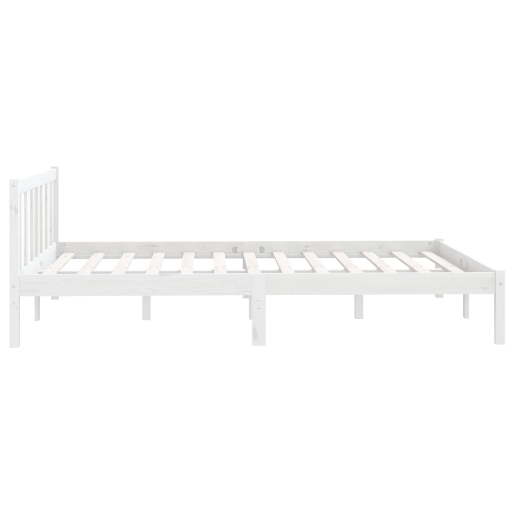 Bed Frame White Solid Wood Pine 137x187 cm Double Size