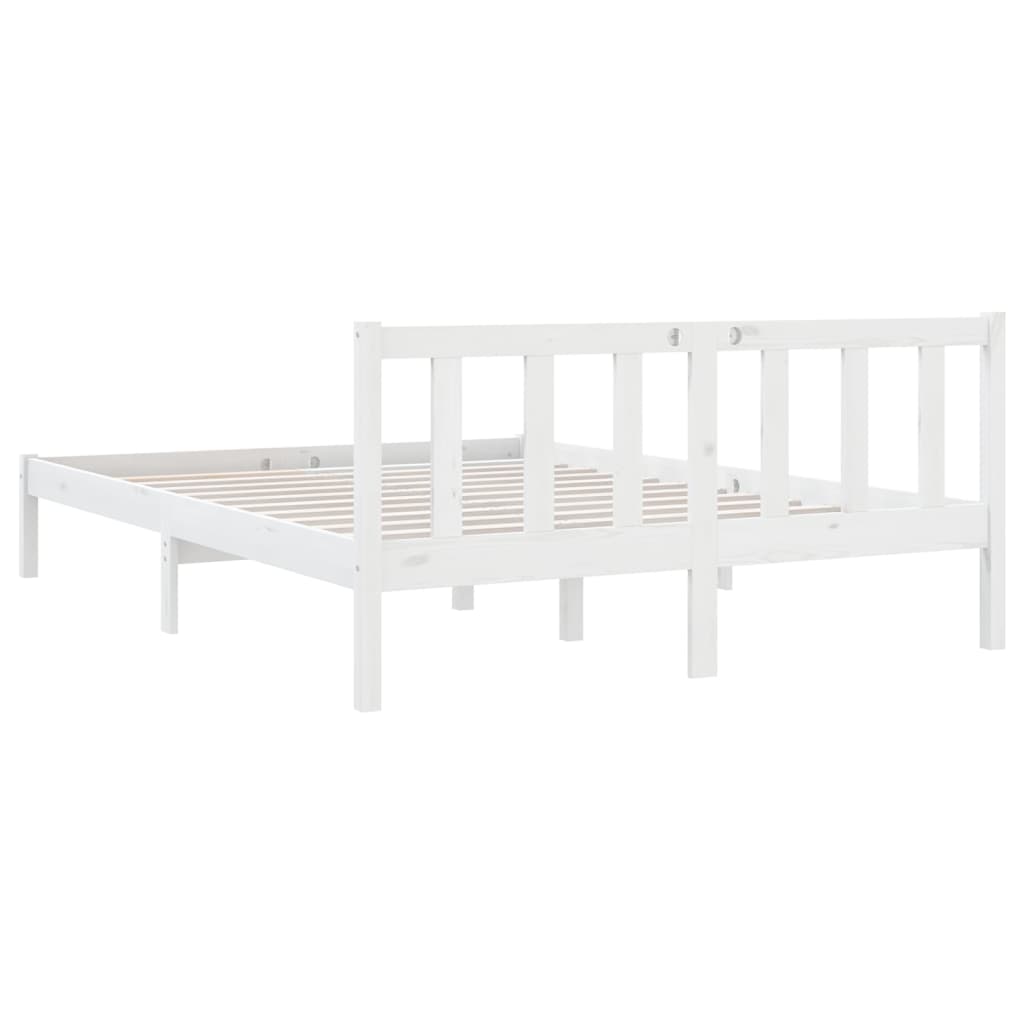 Bed Frame White Solid Wood Pine 137x187 cm Double Size