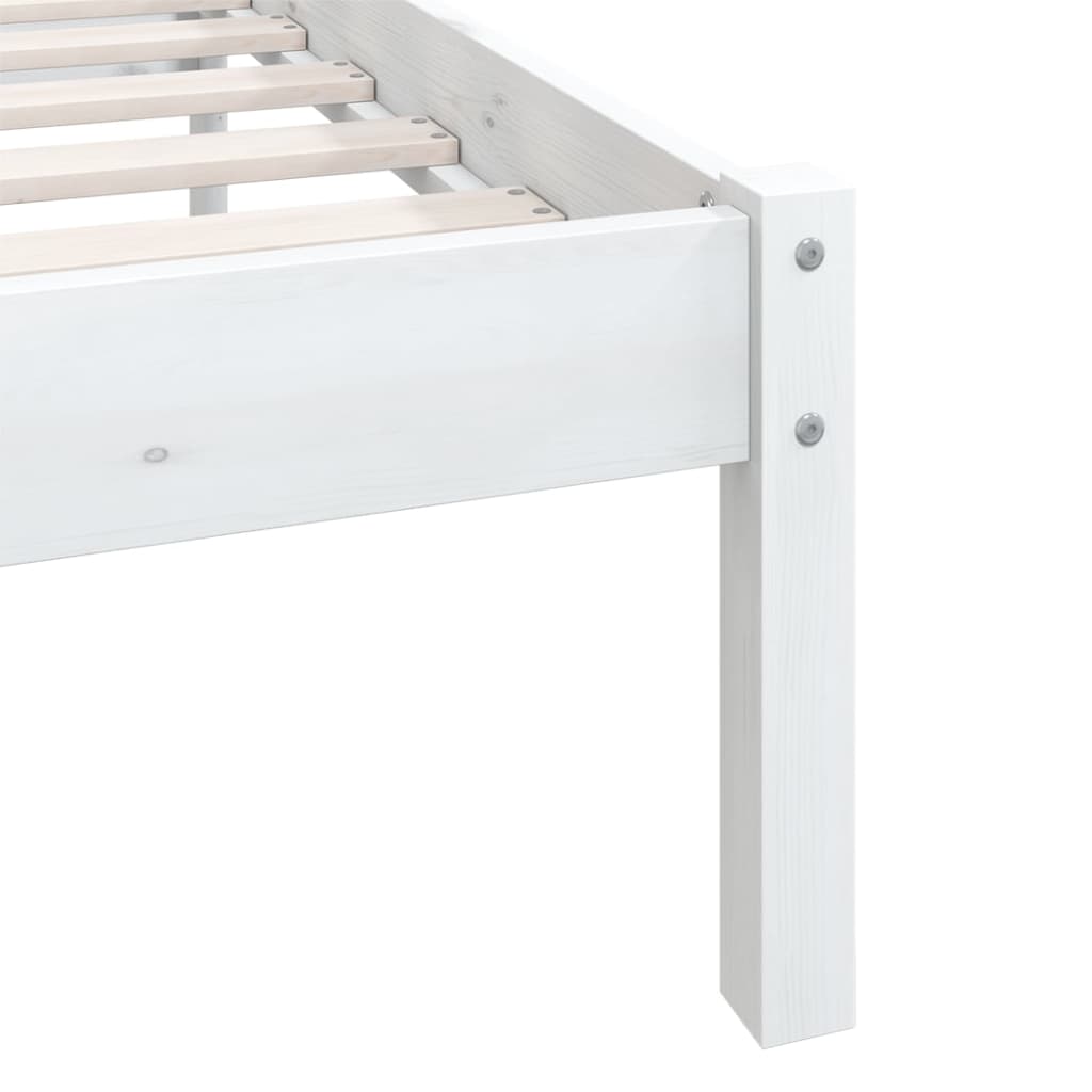 Bed Frame White Solid Wood Pine 137x187 cm Double Size