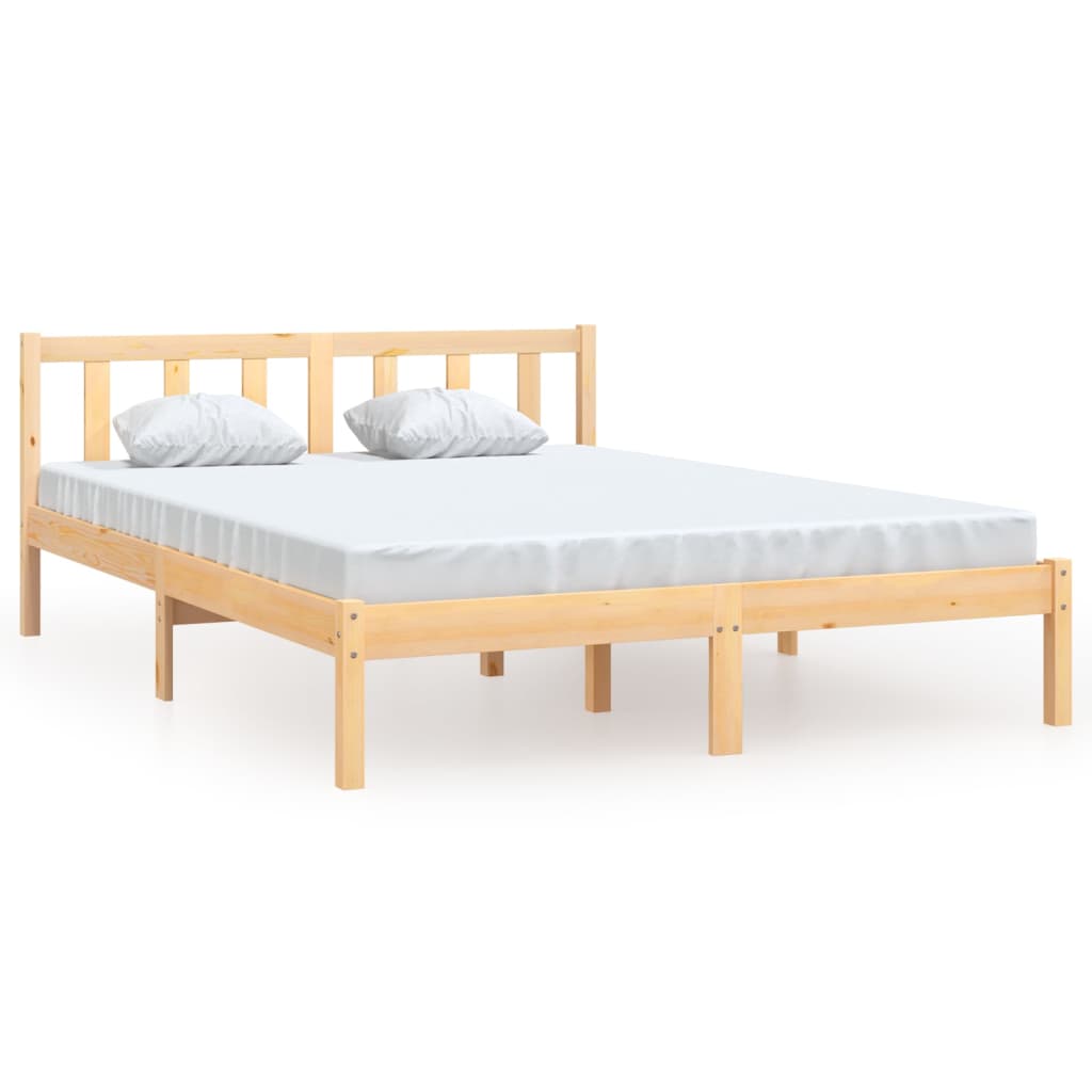 Bed Frame Solid Wood Pine 153x203 cm Queen Size