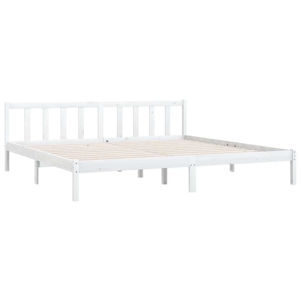 Bed Frame White Solid Wood Pine 183x203 cm King Size