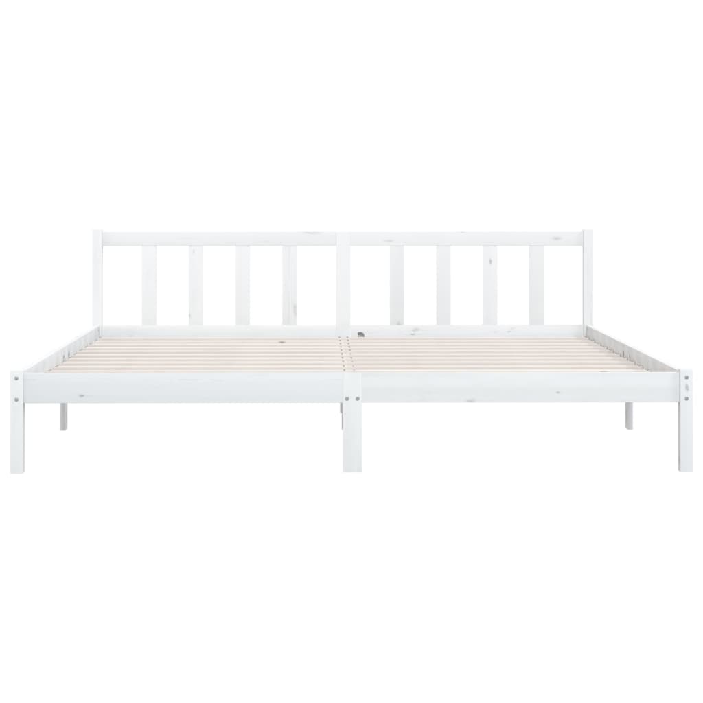 Bed Frame White Solid Wood Pine 183x203 cm King Size