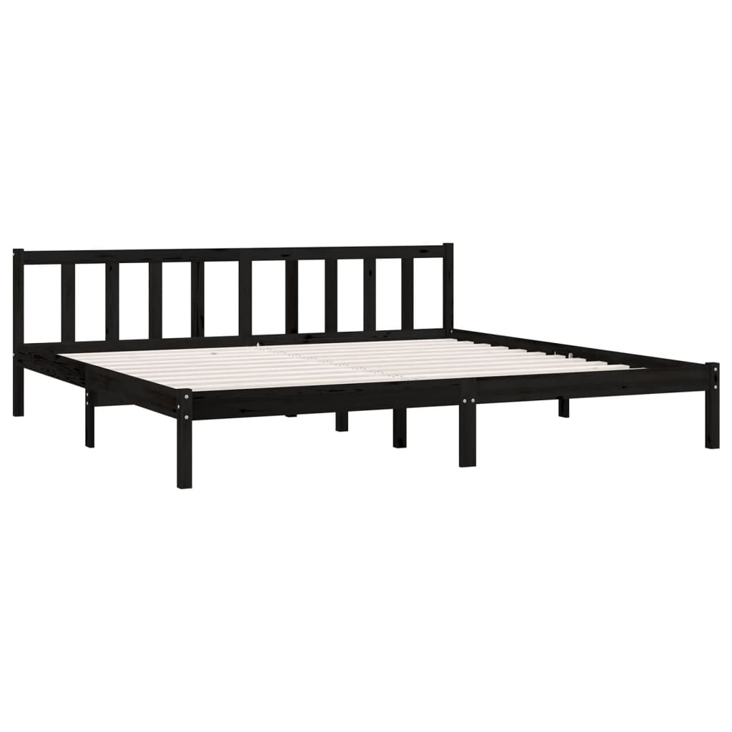 Bed Frame Black Solid Wood Pine 183x203 cm King Size