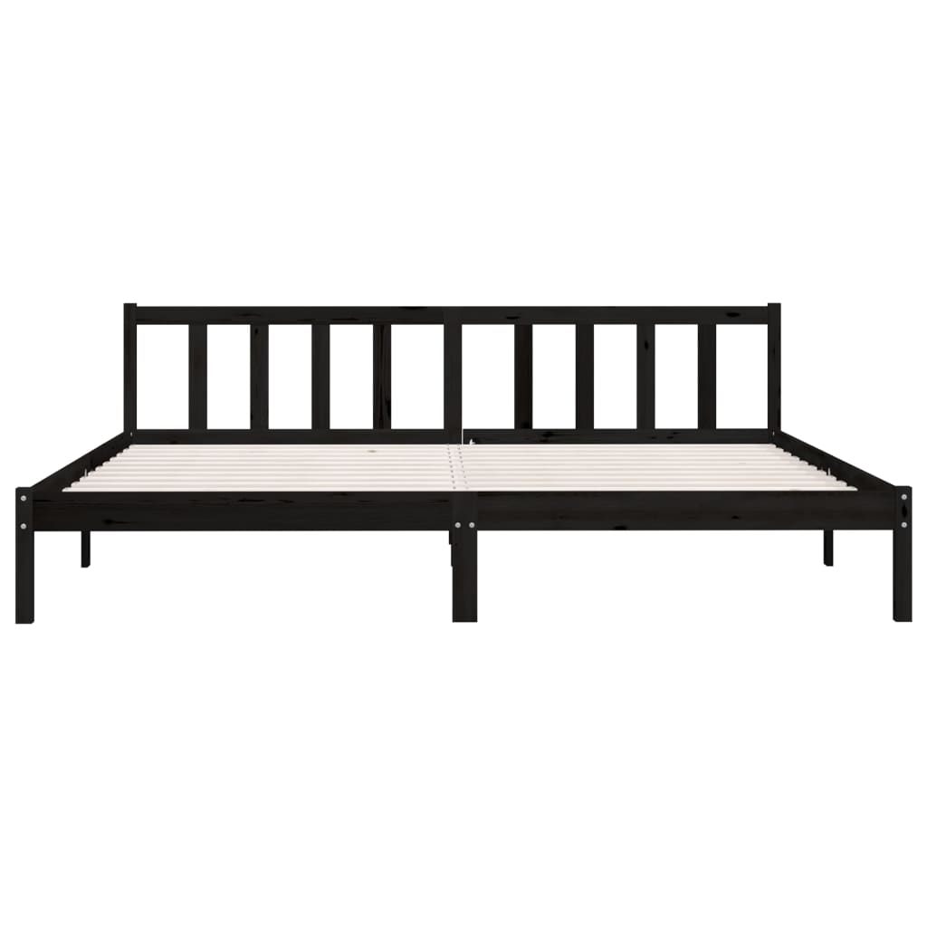 Bed Frame Black Solid Wood Pine 183x203 cm King Size