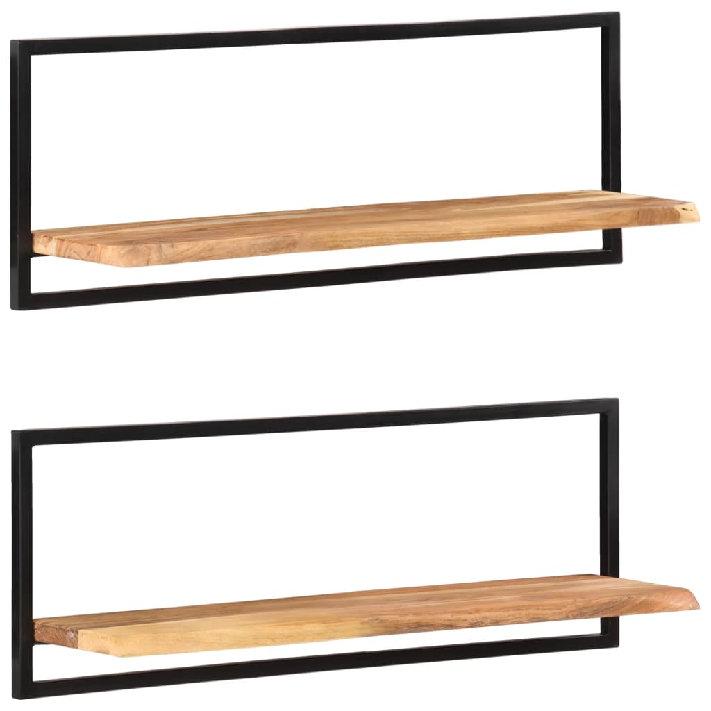 Wall Shelves 2 pcs 100x24x35 cm Solid Wood Acacia and Steel