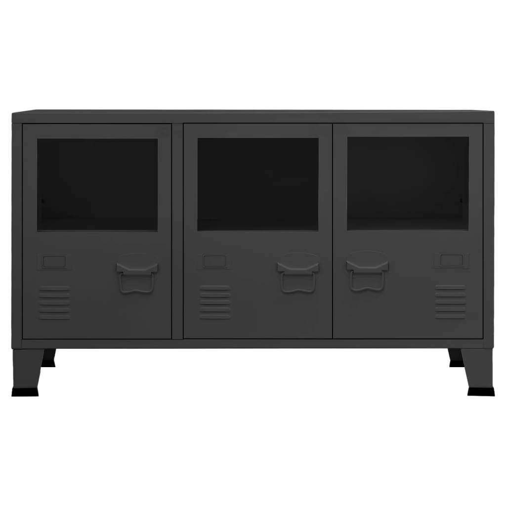 Industrial Sideboard Anthracite 105x35x62 cm Metal and Glass