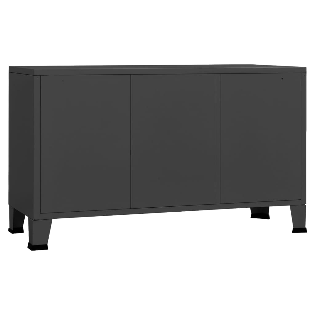 Industrial Sideboard Anthracite 105x35x62 cm Metal and Glass