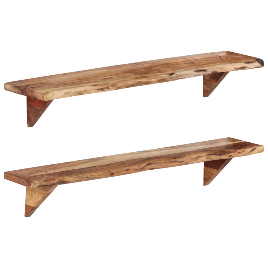 Wall Shelves 2 pcs 110x20x18 cm Solid Wood Acacia