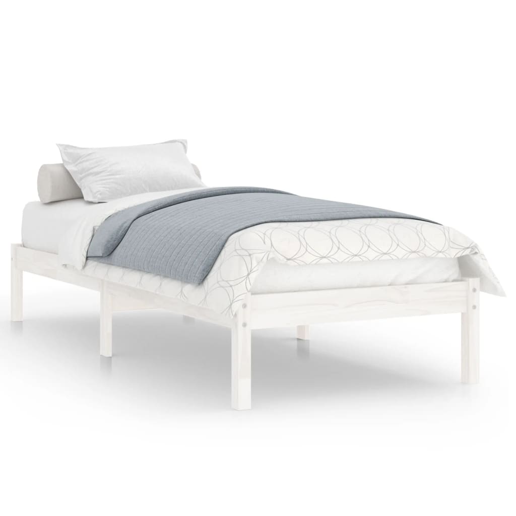 Bed Frame White Solid Wood 92x187 cm Single Size