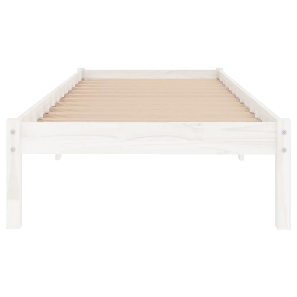 Bed Frame White Solid Wood 92x187 cm Single Size