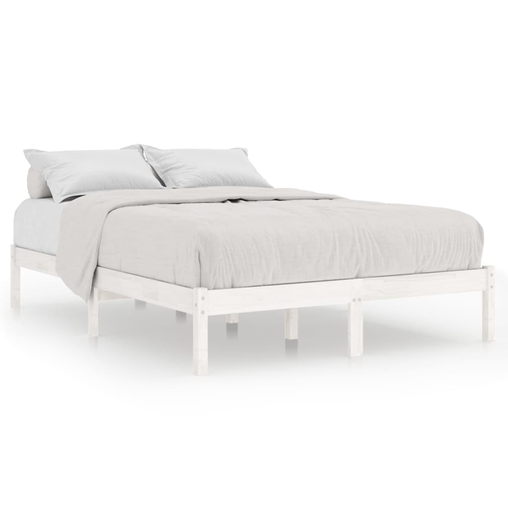 Bed Frame White Solid Wood 153x203 cm Queen Size