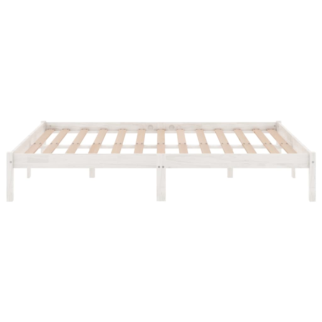 Bed Frame White Solid Wood 153x203 cm Queen Size