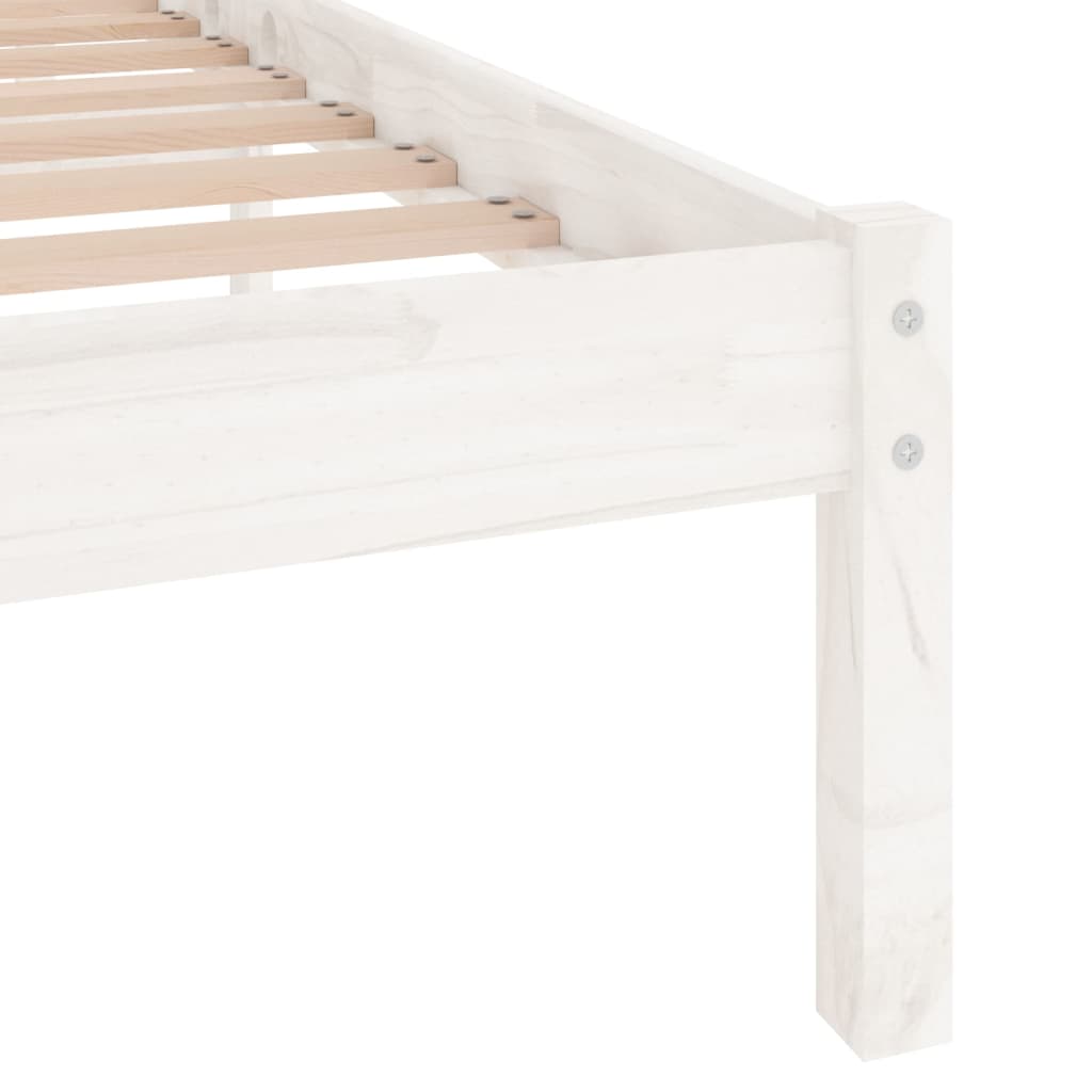 Bed Frame White Solid Wood 153x203 cm Queen Size