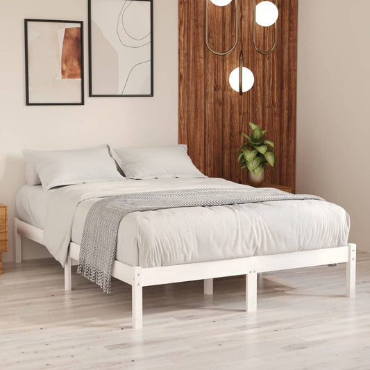 Bed Frame White Solid Wood 153x203 cm Queen Size