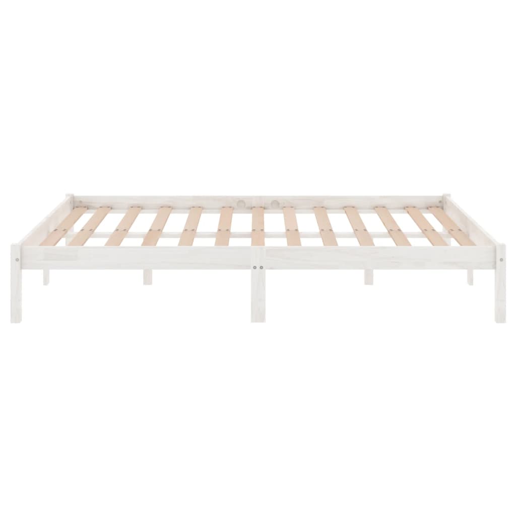 Bed Frame White Solid Wood 183x203 cm King Size