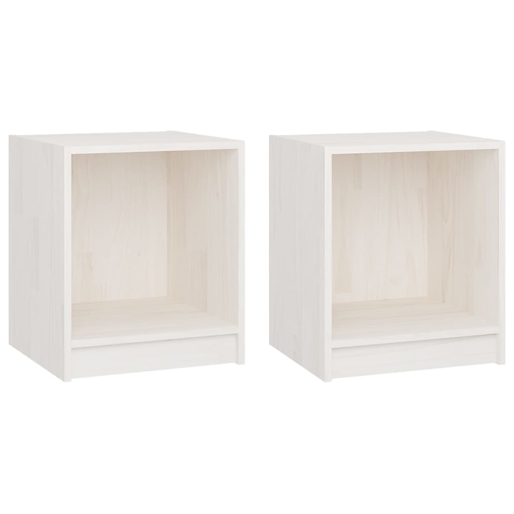 Bedside Cabinets 2 pcs White 35.5x33.5x41.5 cm Solid Pinewood