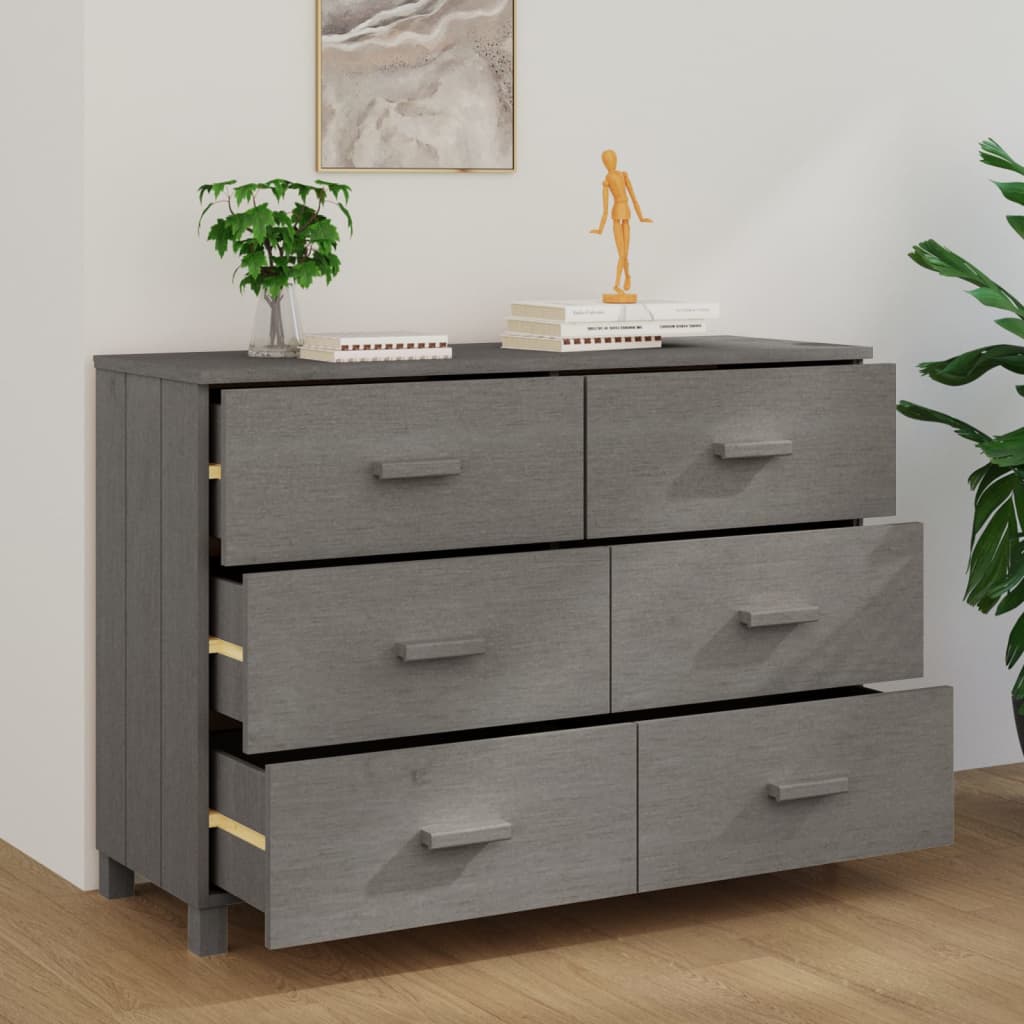 Sideboard "HAMAR" Light Grey 113x40x80 cm Solid Wood Pine