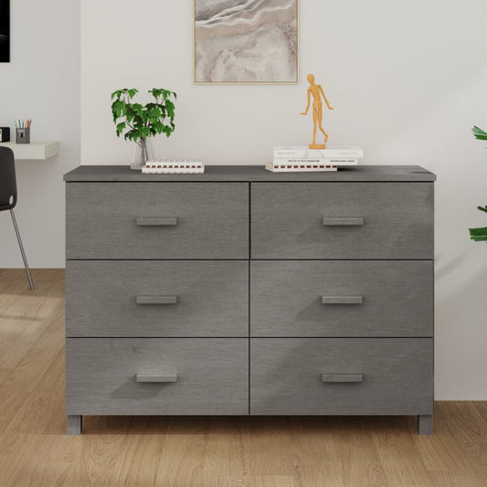 Sideboard "HAMAR" Light Grey 113x40x80 cm Solid Wood Pine