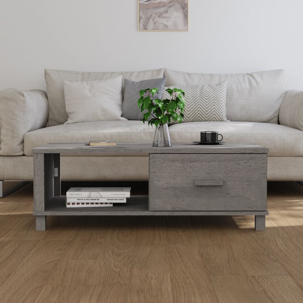 Coffee Table "HAMAR" Light Grey 100x55x35 cm Solid Wood Pine