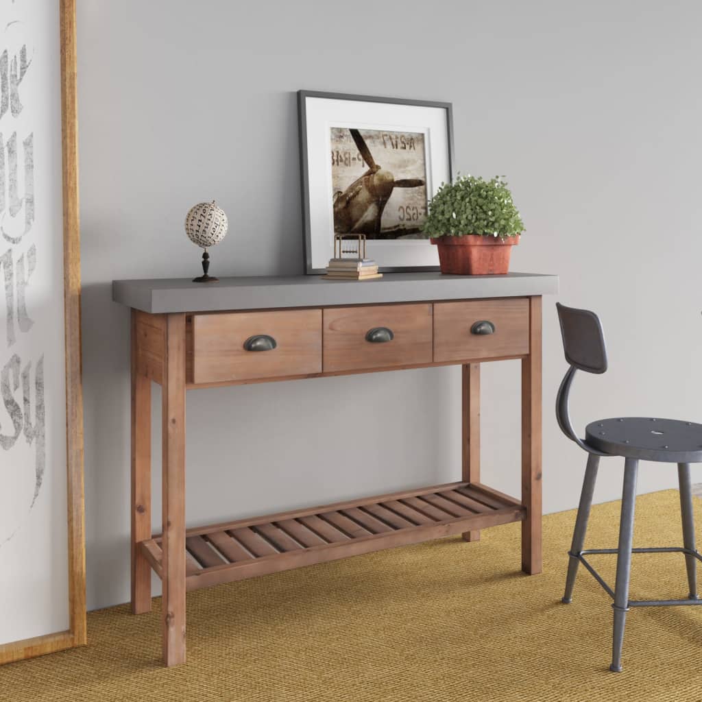 Console Table 110x35x80 cm Solid Wood Fir