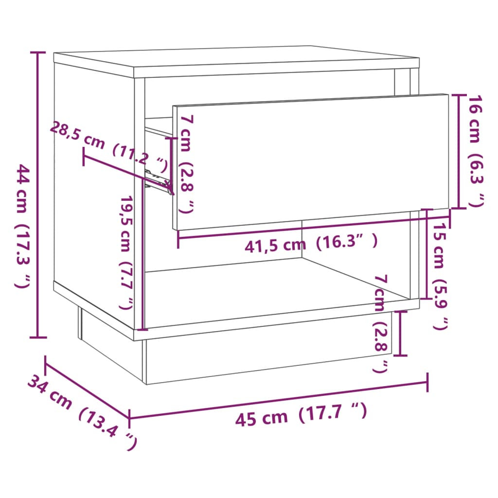 Bedside Cabinets 2 pcs Black 45x34x44 cm Engineered Wood