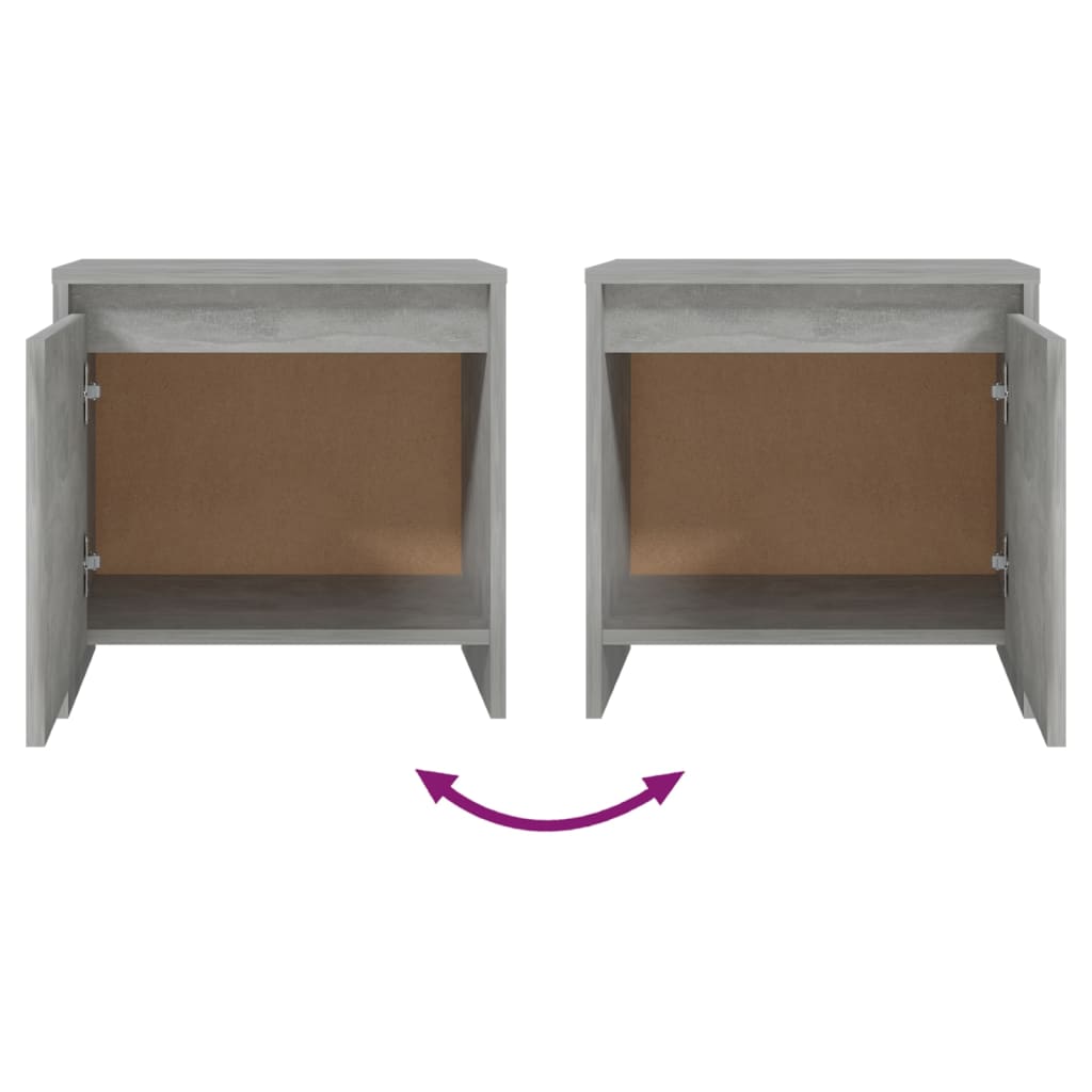 Bedside Cabinets 2 pcs Concrete Grey 45x34x44.5 cm Engineered Wood