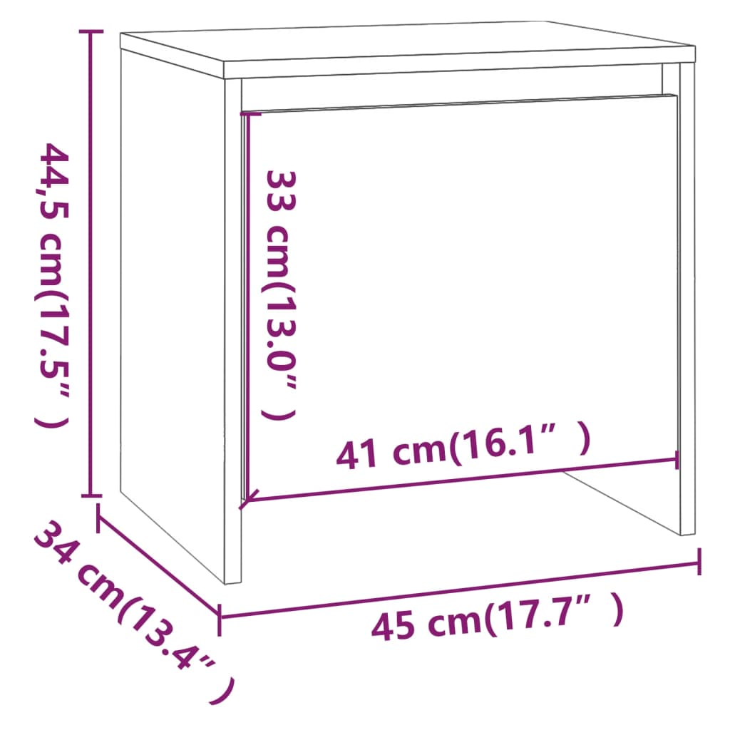 Bedside Cabinets 2 pcs Concrete Grey 45x34x44.5 cm Engineered Wood