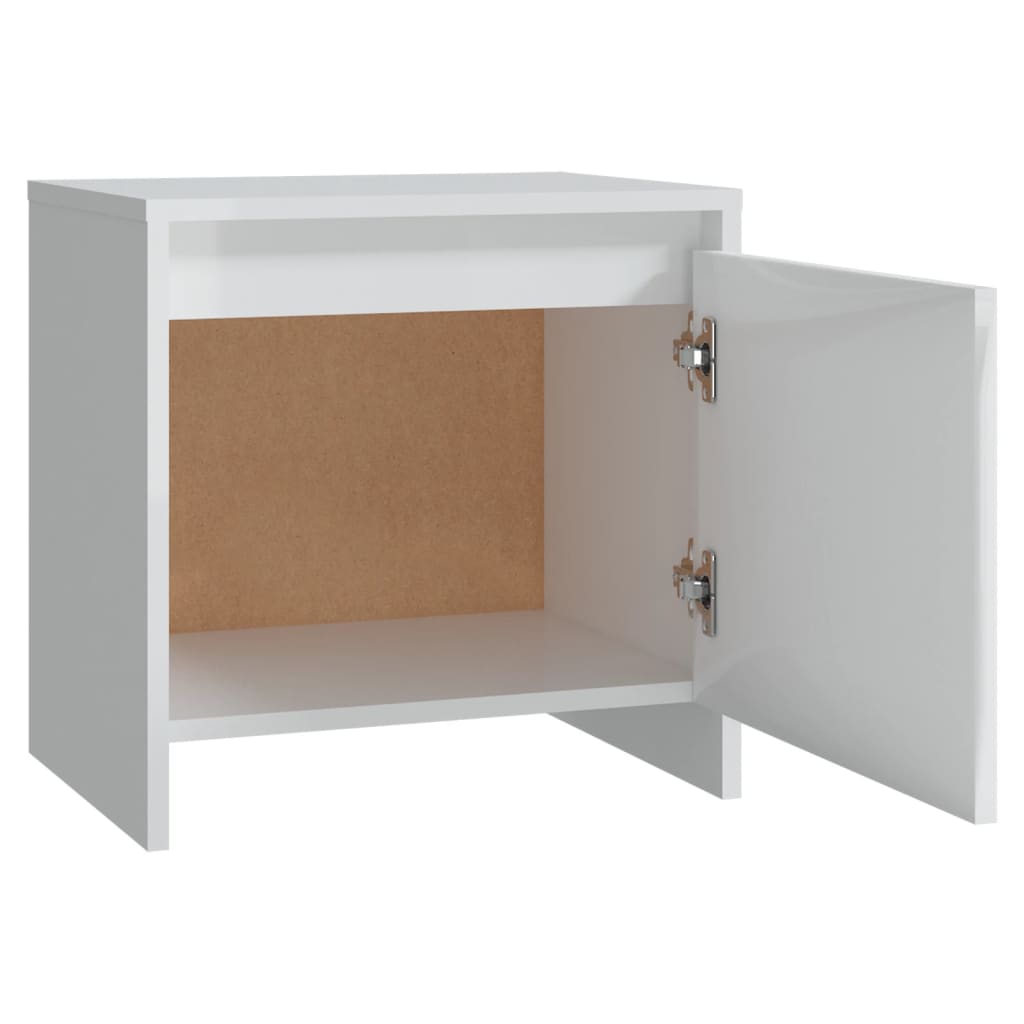 Bedside Cabinet High Gloss White 45x34x44.5 cm Engineered Wood