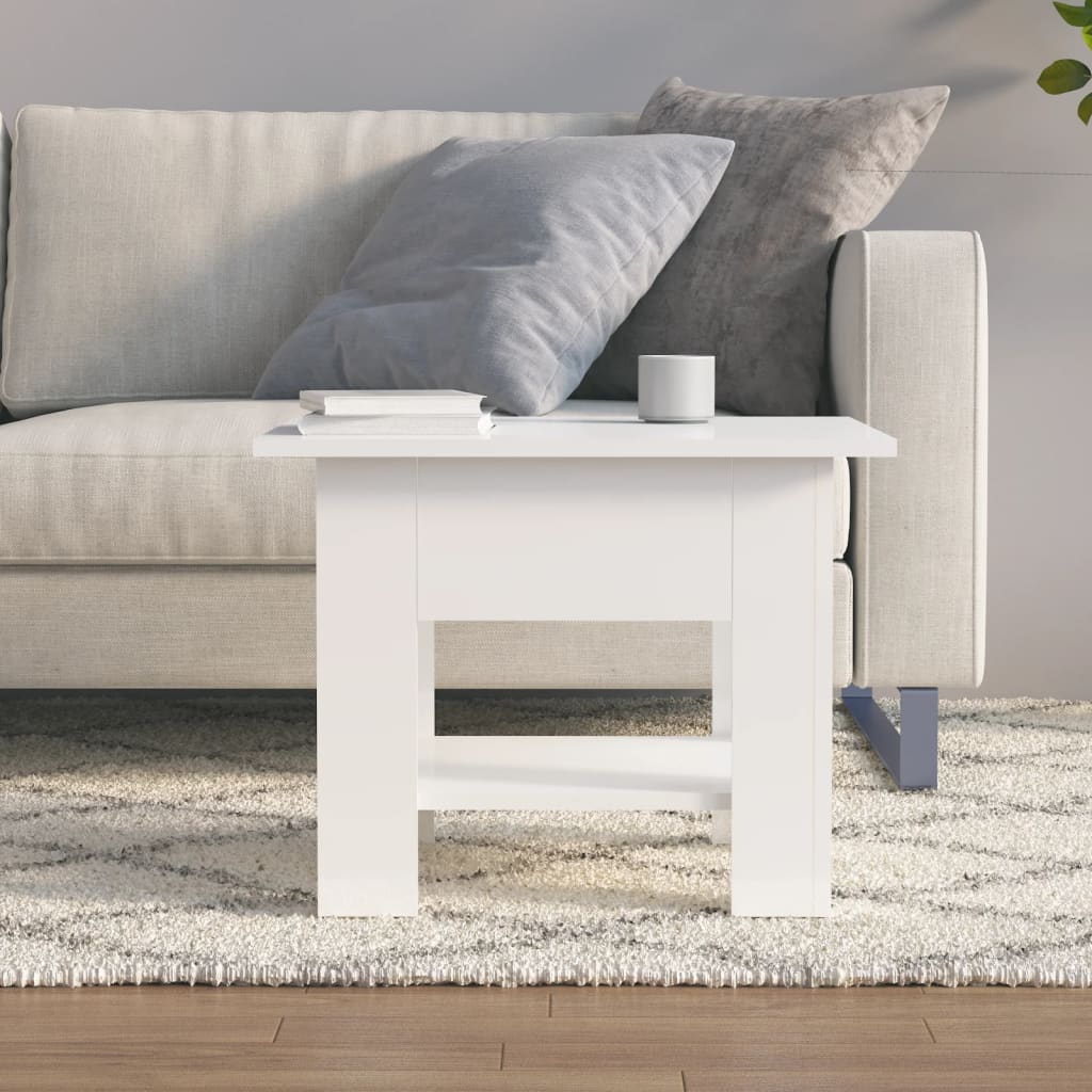 Coffee Table High Gloss White 55x55x42 cm Engineered Wood